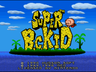 Super B.C. Kid title screen for Super Nintendo